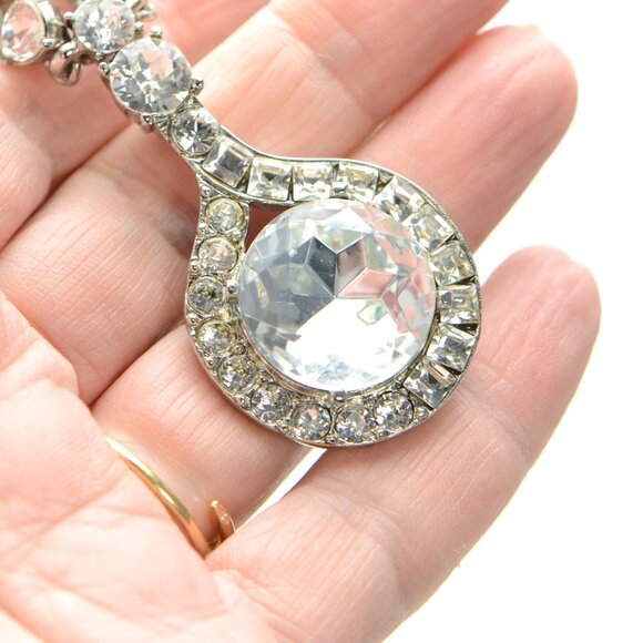 Vintage Oscar de La Renta Crystal Teardrop Necklace - Picture 3 of 8